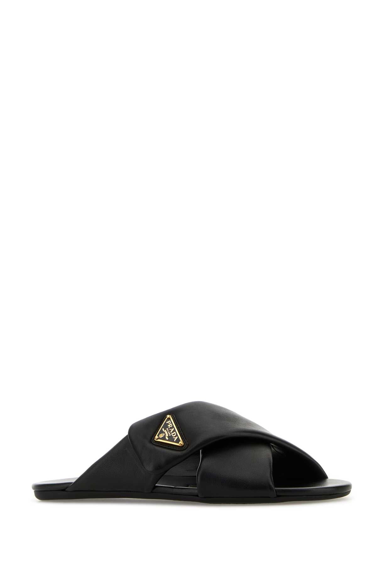 Prada Women Black Nappa Leather Slippers - 2