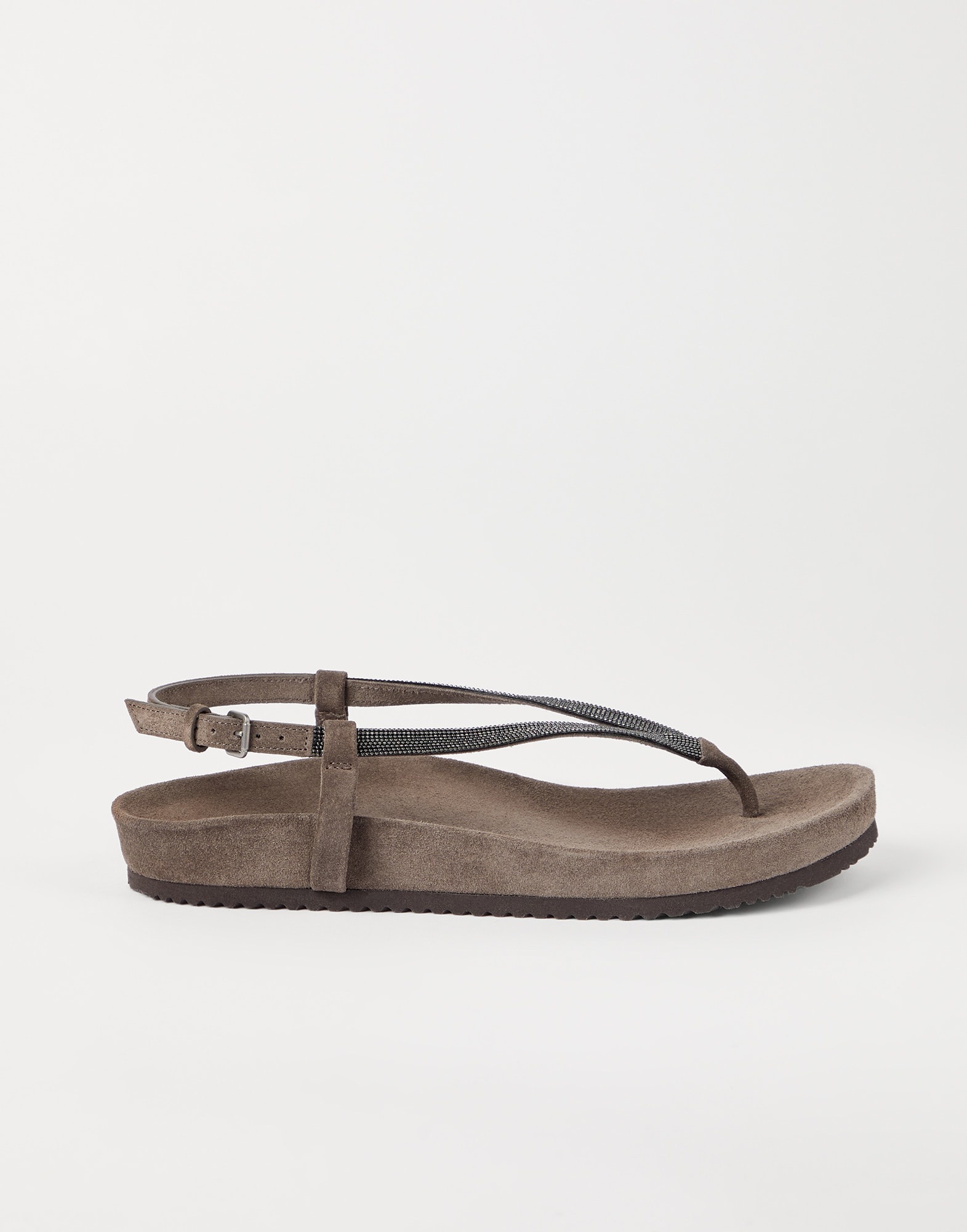 Suede sandals with precious strap - 5