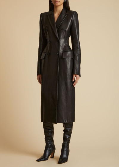 KHAITE The Carmona Coat in Black Leather outlook