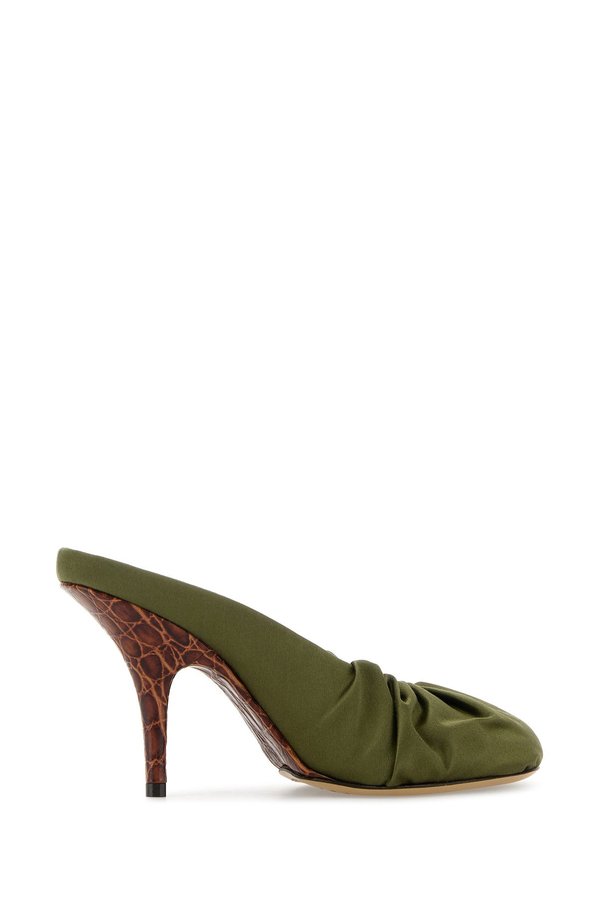 Olive green satin mules - 3