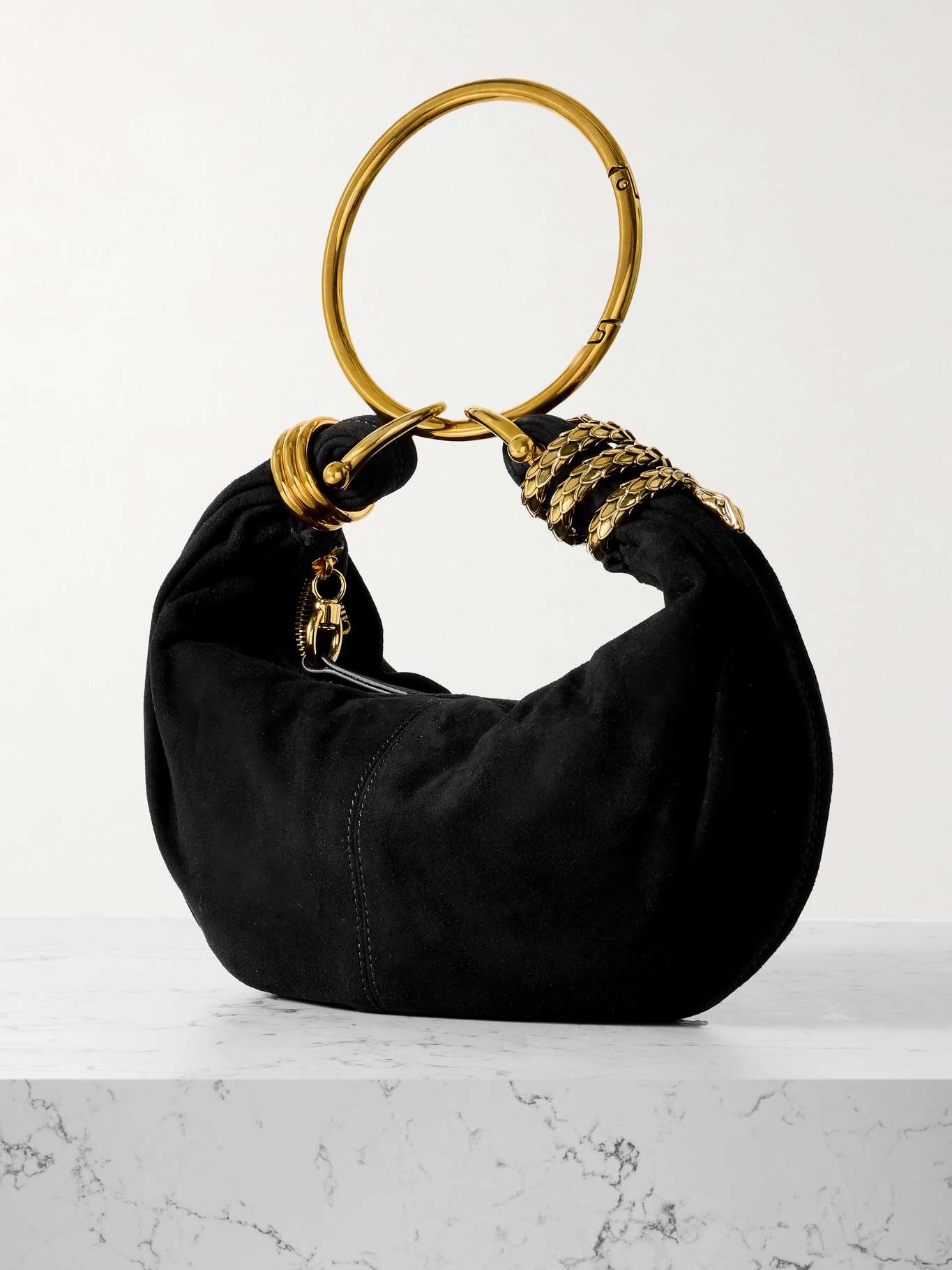 Embellished suede shoulder bag - 3