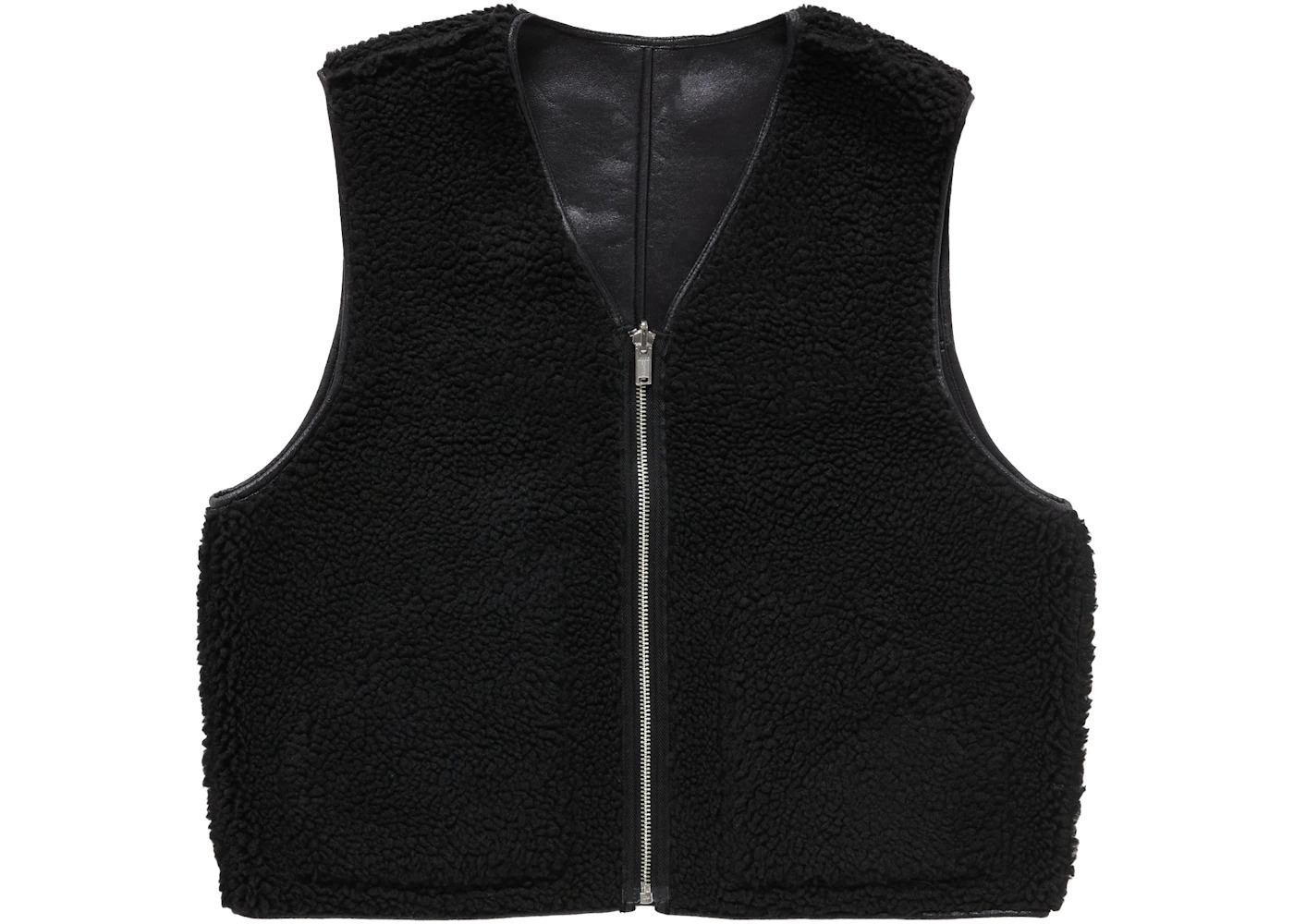 Supreme Reversible Faux Shearling Work Vest Black - 3