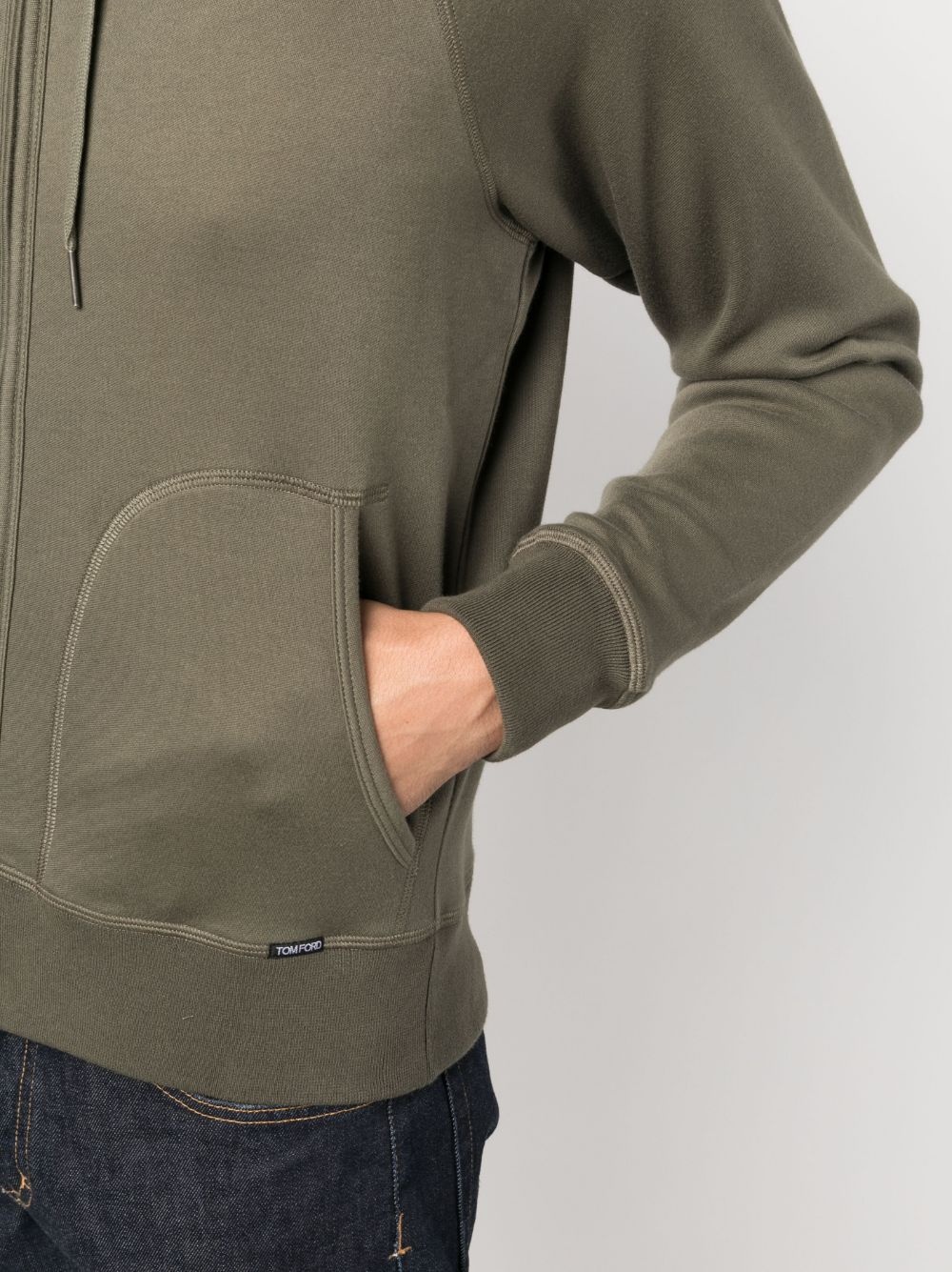 raglan sleeves zipped cotton hoodie - 5