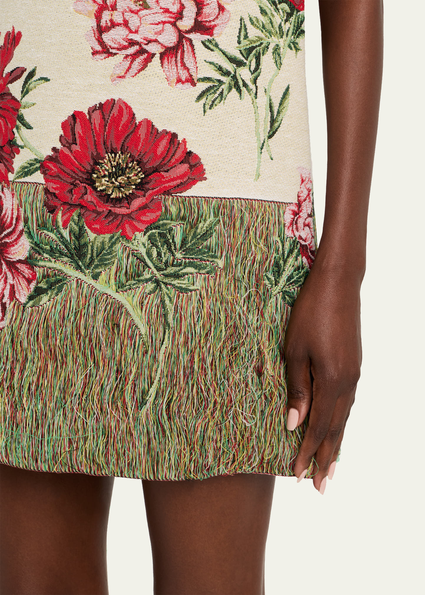 Peony Unraveled Jacquard Sleeveless Mini Day Dress - 5