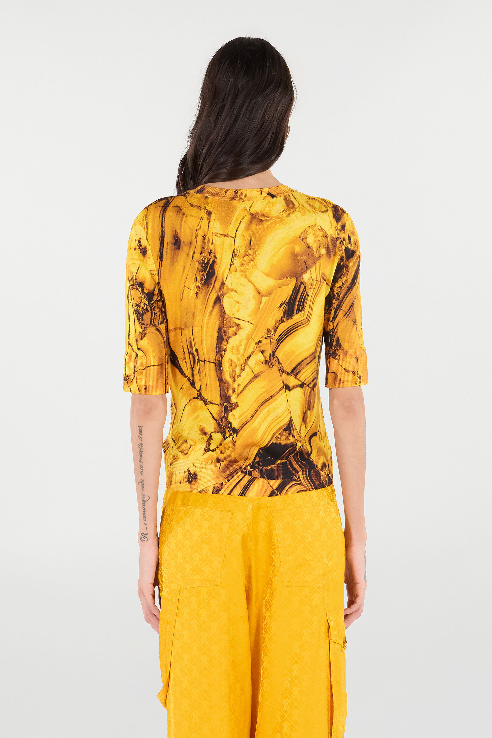 Silk And Wool Sweater With Amber Print - 4
