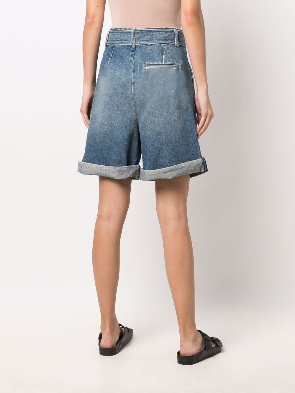 tie-waist denim shorts - 4