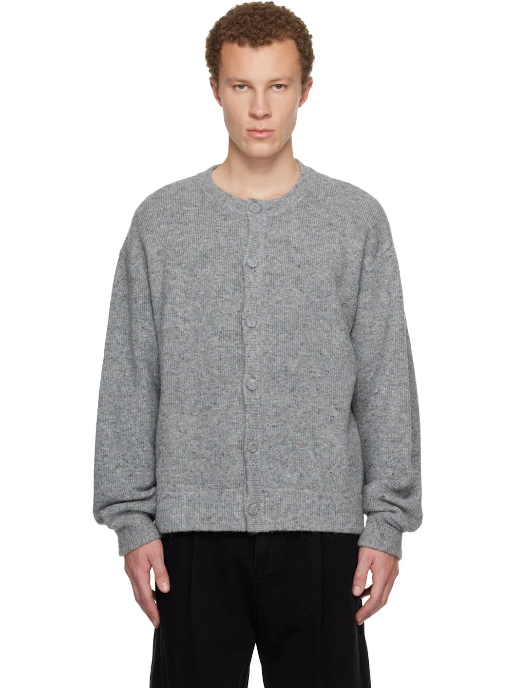 Gray Crewneck Cardigan - 1