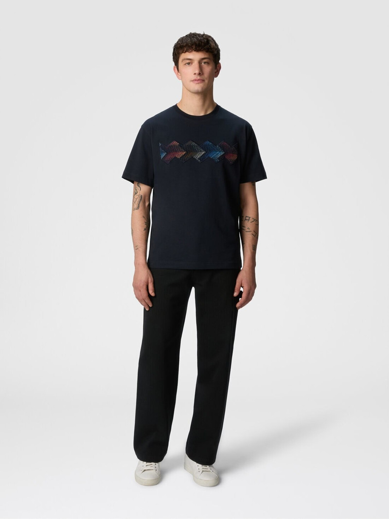 Missoni Cotton crewneck T-shirt with gradient zig zag insert outlook