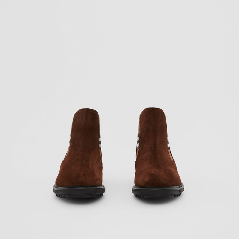 Vintage Check Detail Suede Chelsea Boots 4