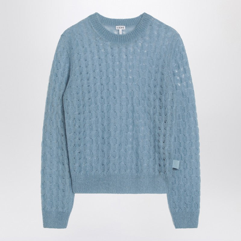 Loewe Sky Blue Perforated Sweater In Mohair Blend Women - 1