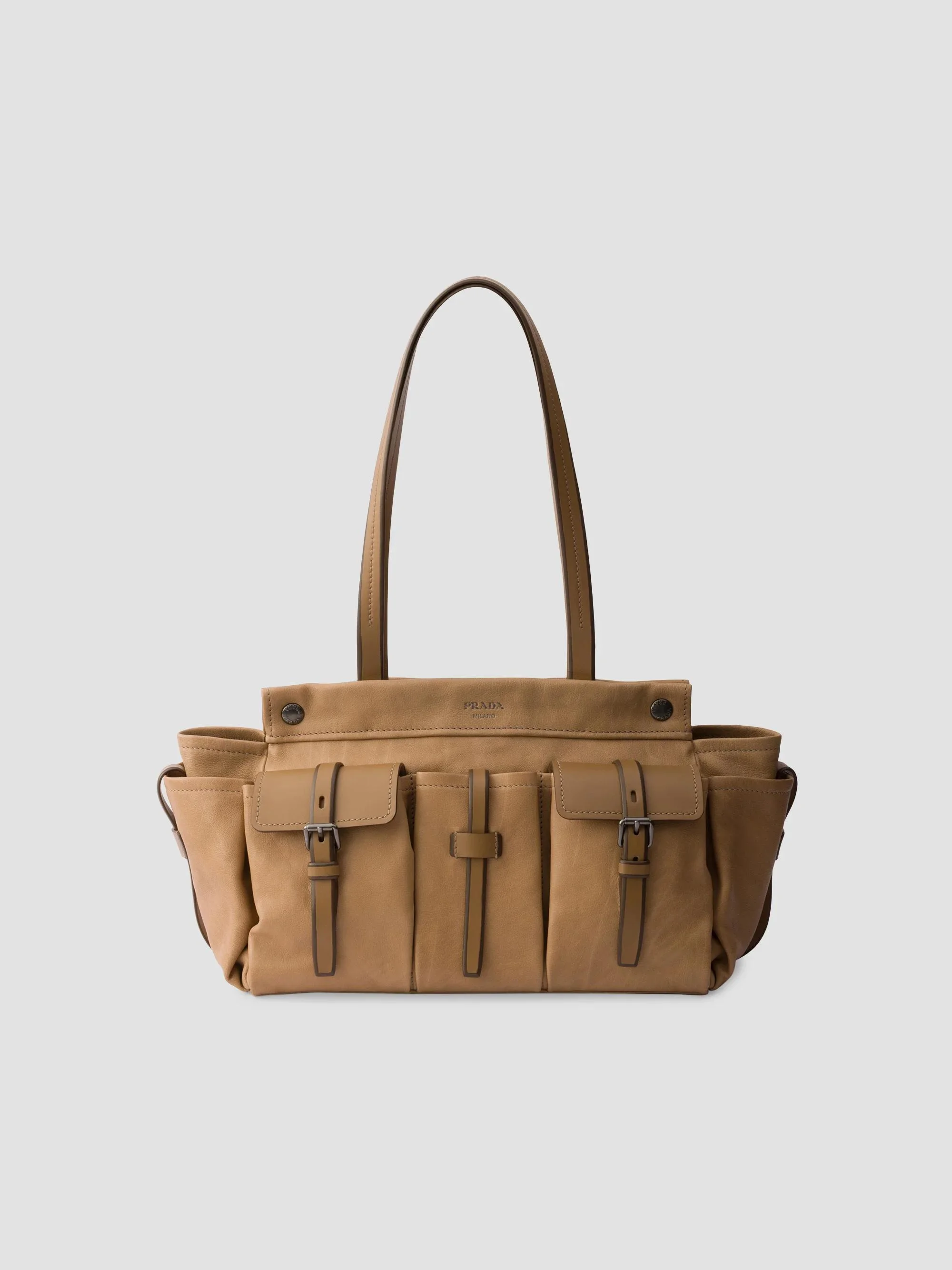 Women's Route Large Leather Tote Bag - Beige Khaki - 1
