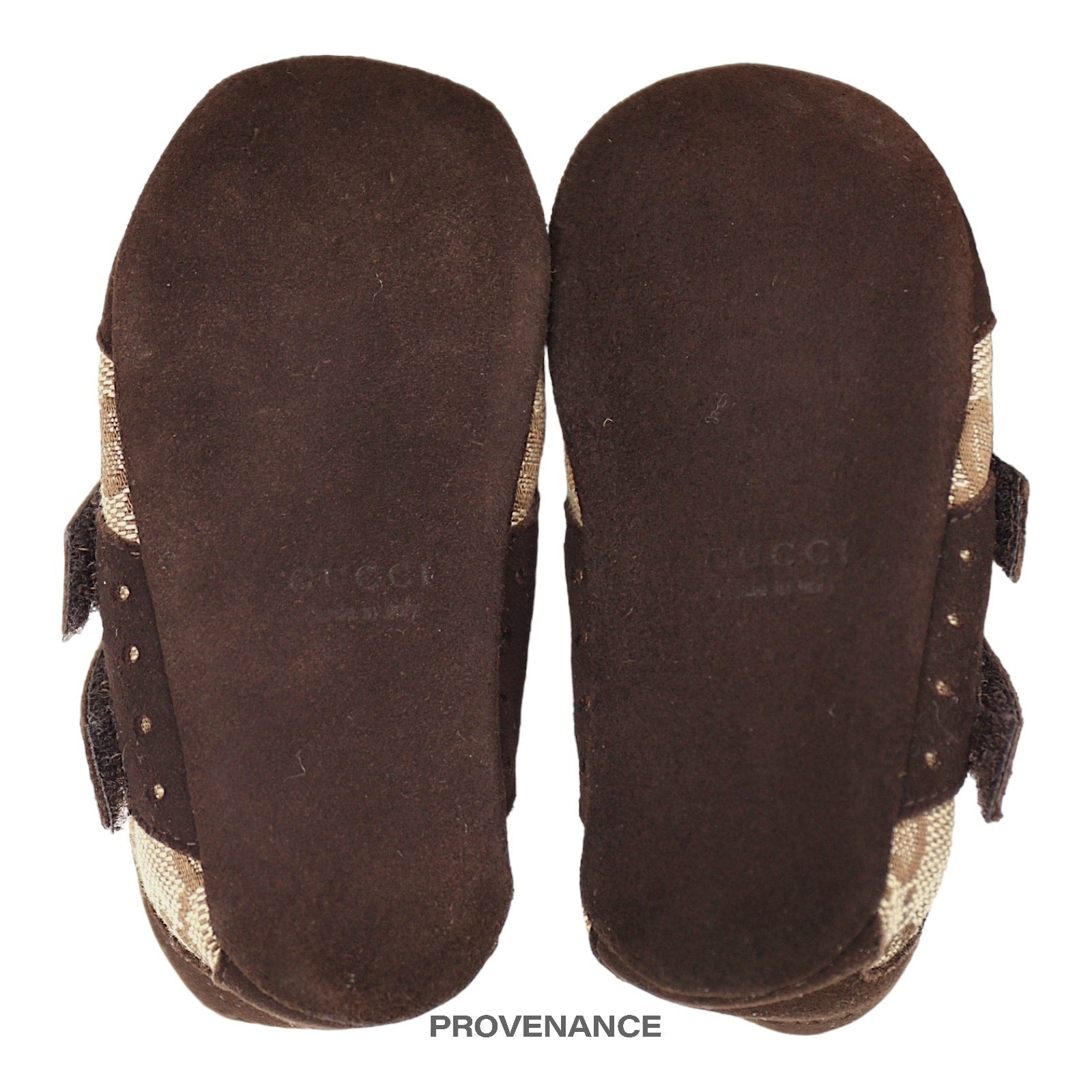 Gucci GG Canvas Suede Velcro Runner Infant - Brown - 8