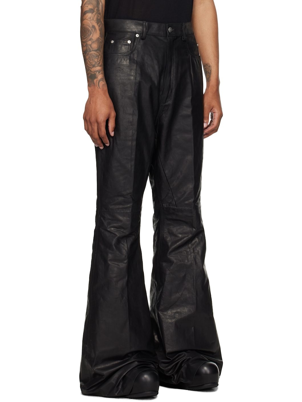 Black Concordians Bolan Bootcut Leather Pants - 2