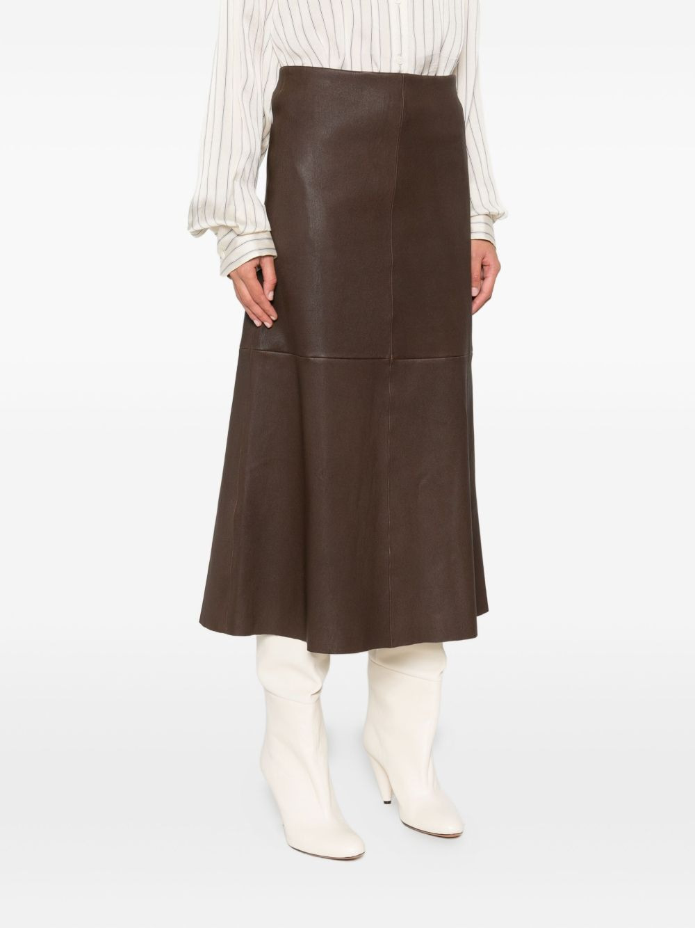 A-line leather skirt - 3
