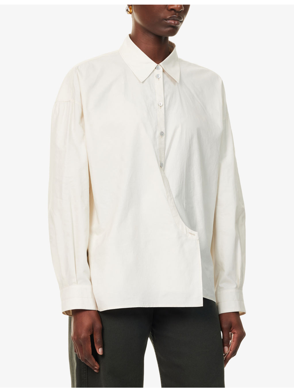 Twisted Long-Sleeves Cotton And Silk Shirt - 3