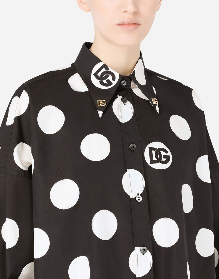 Poplin shirt with polka-dot print and DG embellishment - 5