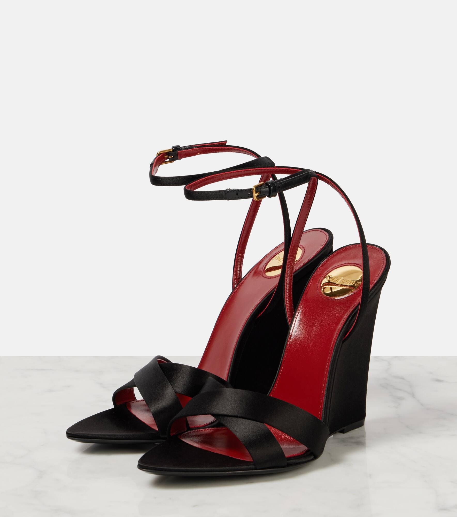 Bibi 110 crêpe satin wedge sandals - 4