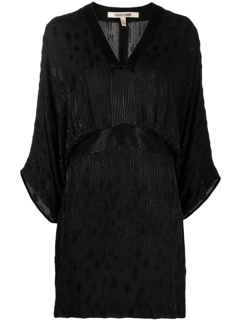 bead-embellished short silk dress 1