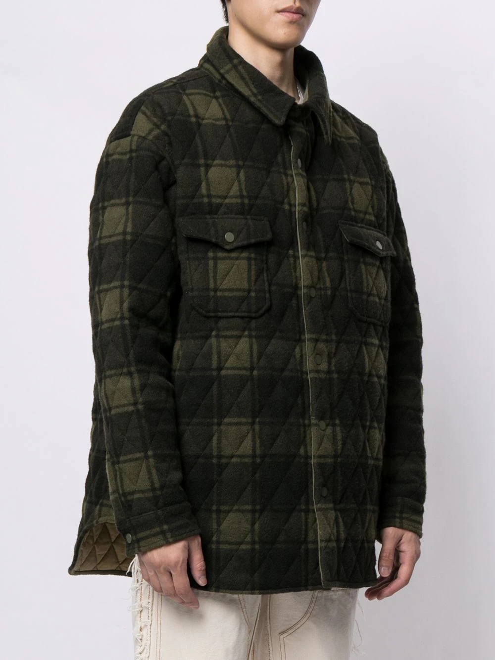 checked padded wool jacket - 3