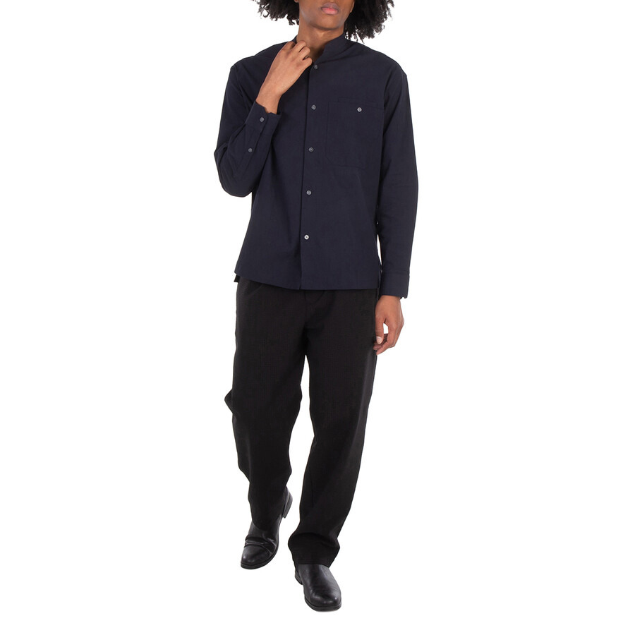 Emporio Armani Cotton Muslin Band-Collar Shirt - 6