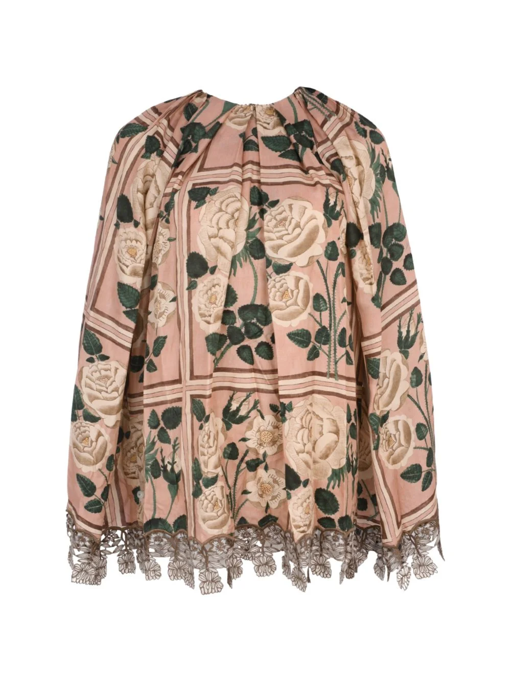 embroidered-hemline print blouse - 1