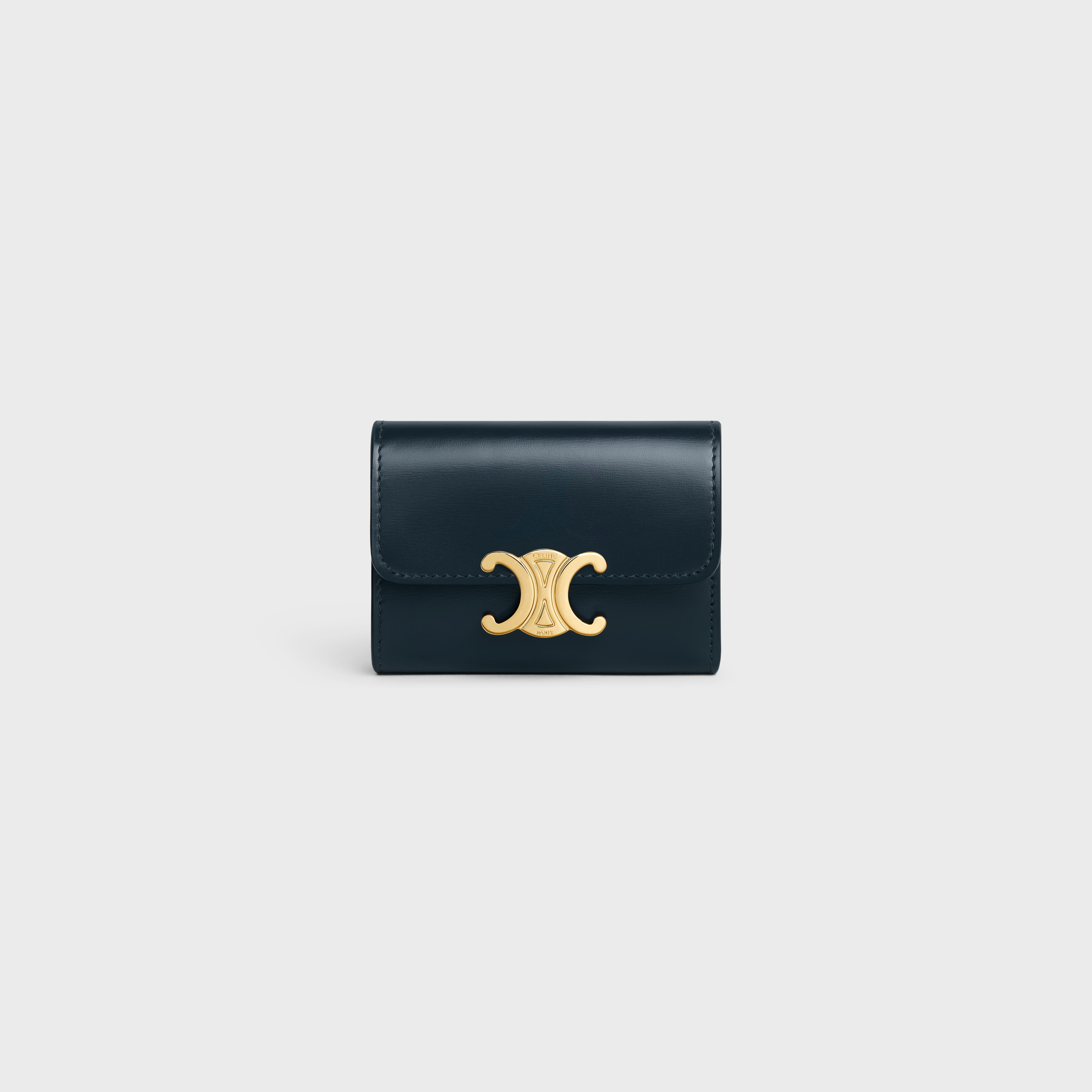 COMPACT WALLET WITH COIN TRIOMPHE in Shiny calfskin - 1