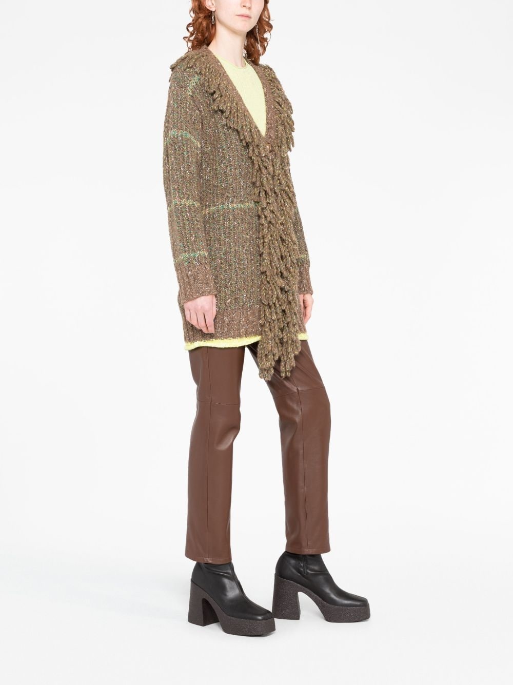 cable-knit tweed cardi-coat - 6