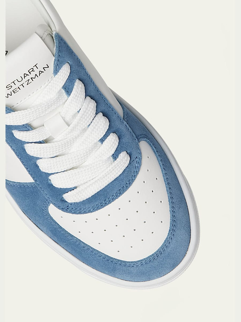 Stuart Weitzman Mixed Leather Courtside Low-Top Sneakers outlook