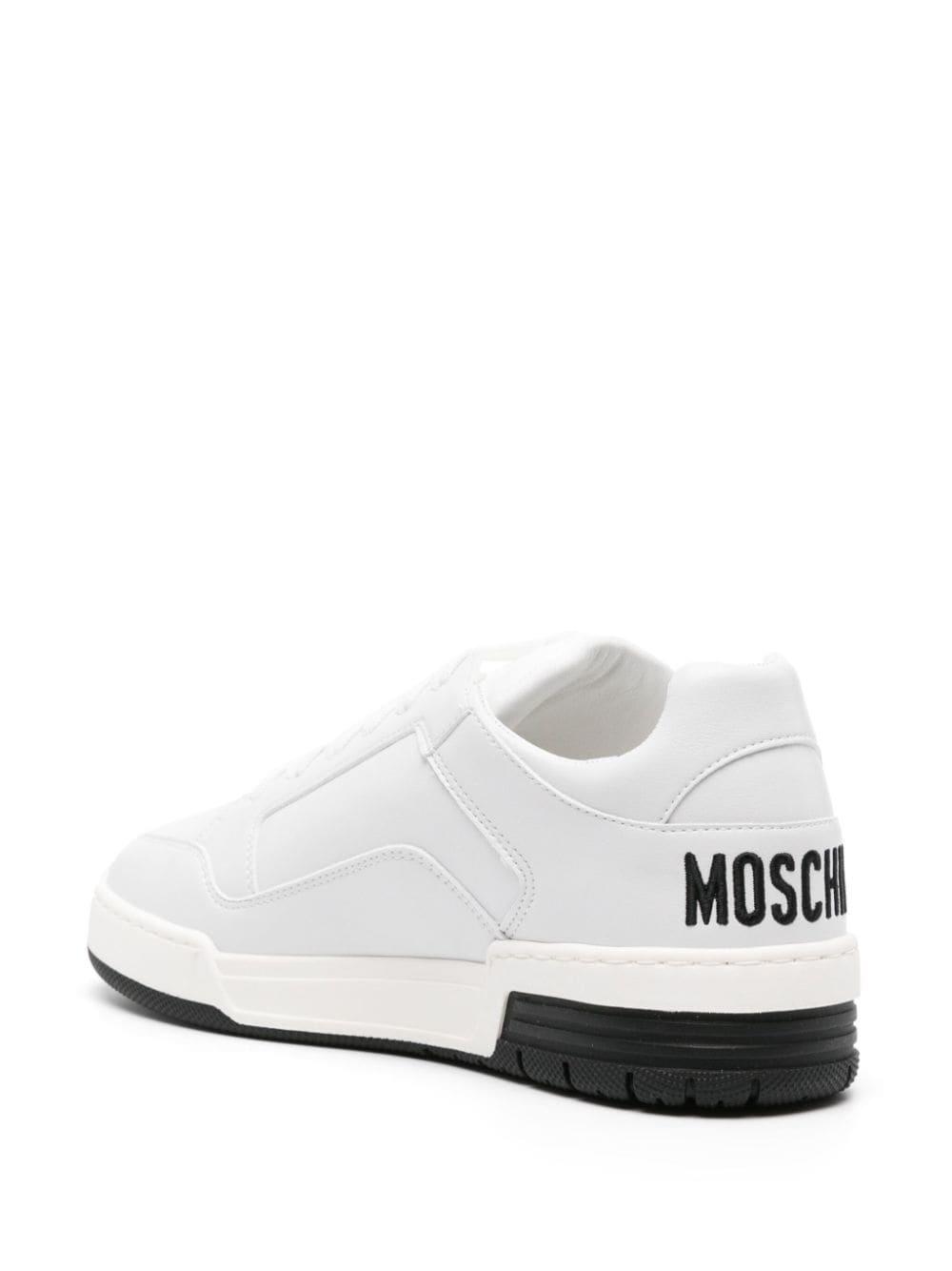 logo-embroidered leather sneakers - 3