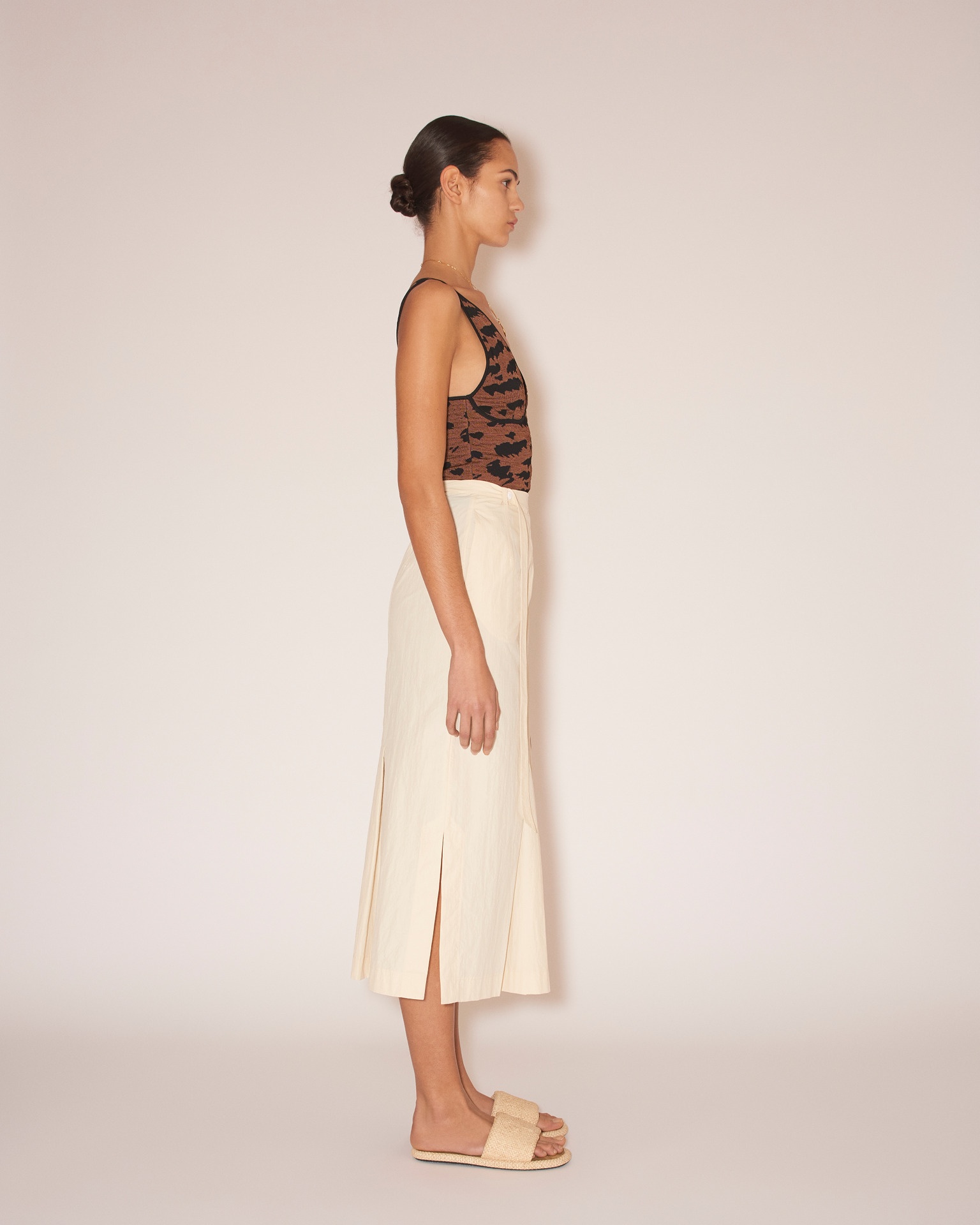 ENNA - Pleated heavy poplin wrap skirt - Creme - 4