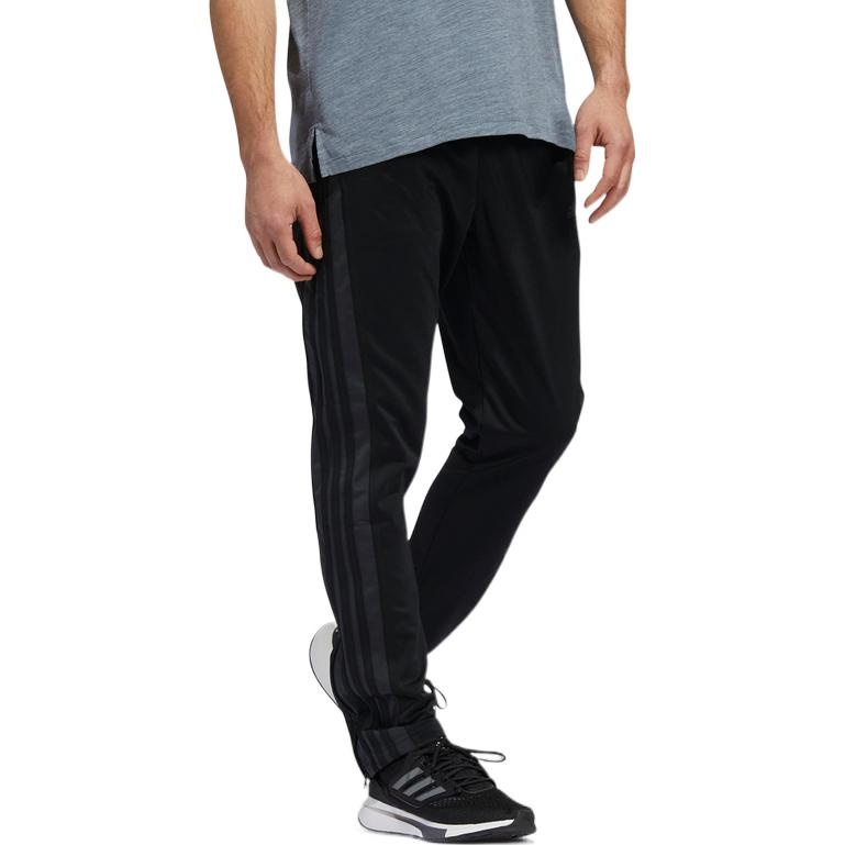 Men's adidas Solid Color Stripe Logo Embroidered Straight Sports Pants/Trousers/Joggers Black FL4870 - 4