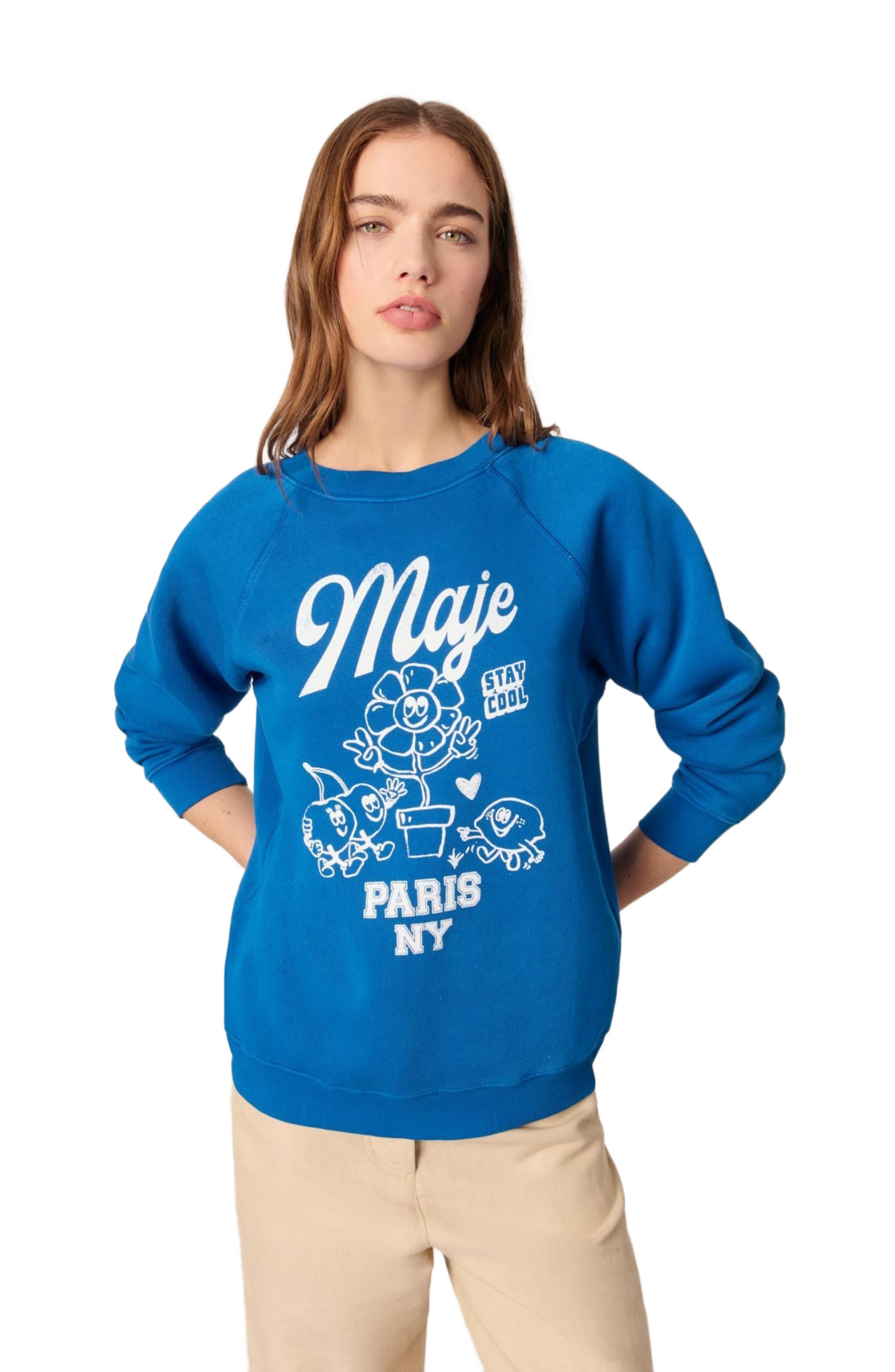 maje Paris sweatshirt in Blue at Nordstrom - 1