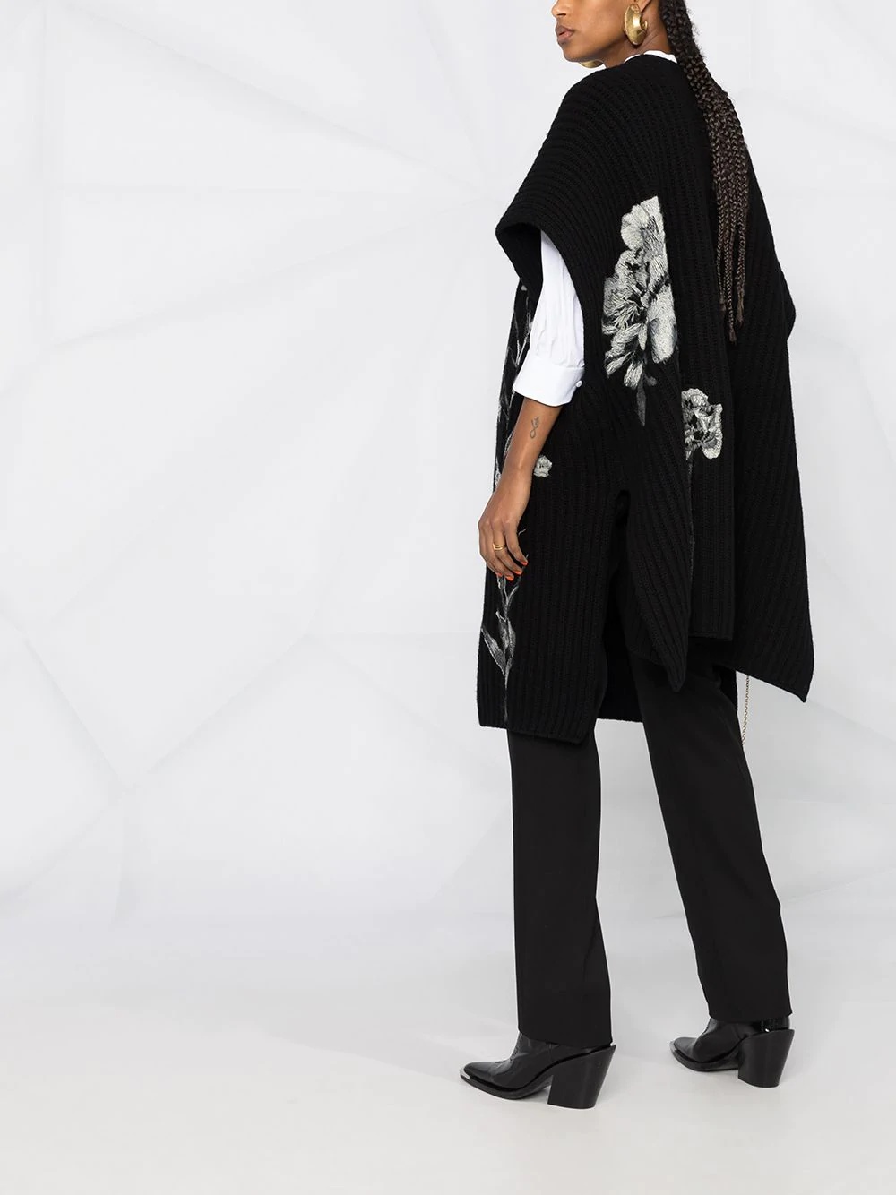 embroidered longline cardigan - 4