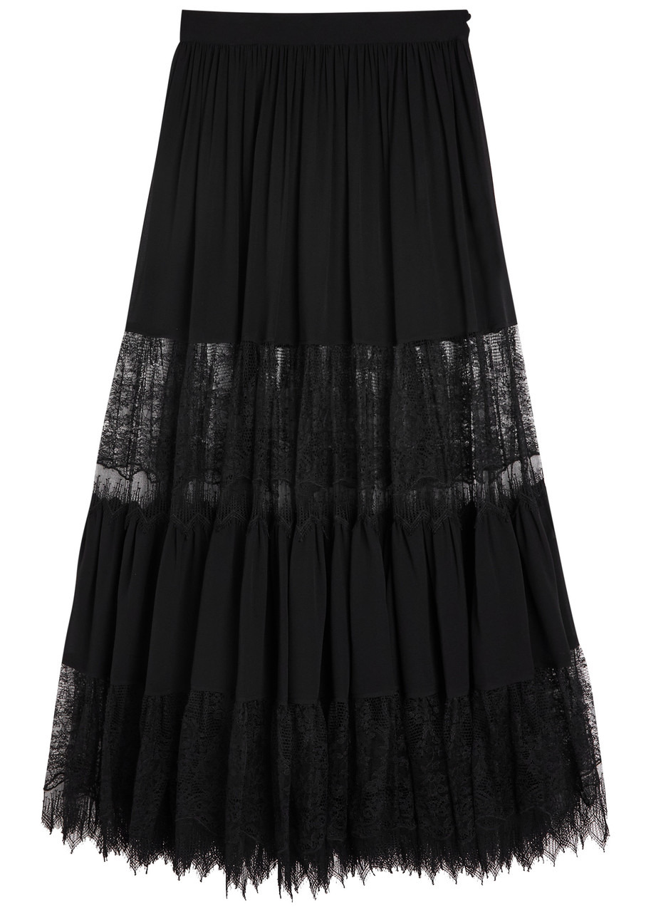 Chloe Lace-embellished Silk-chiffon Maxi Skirt - 1