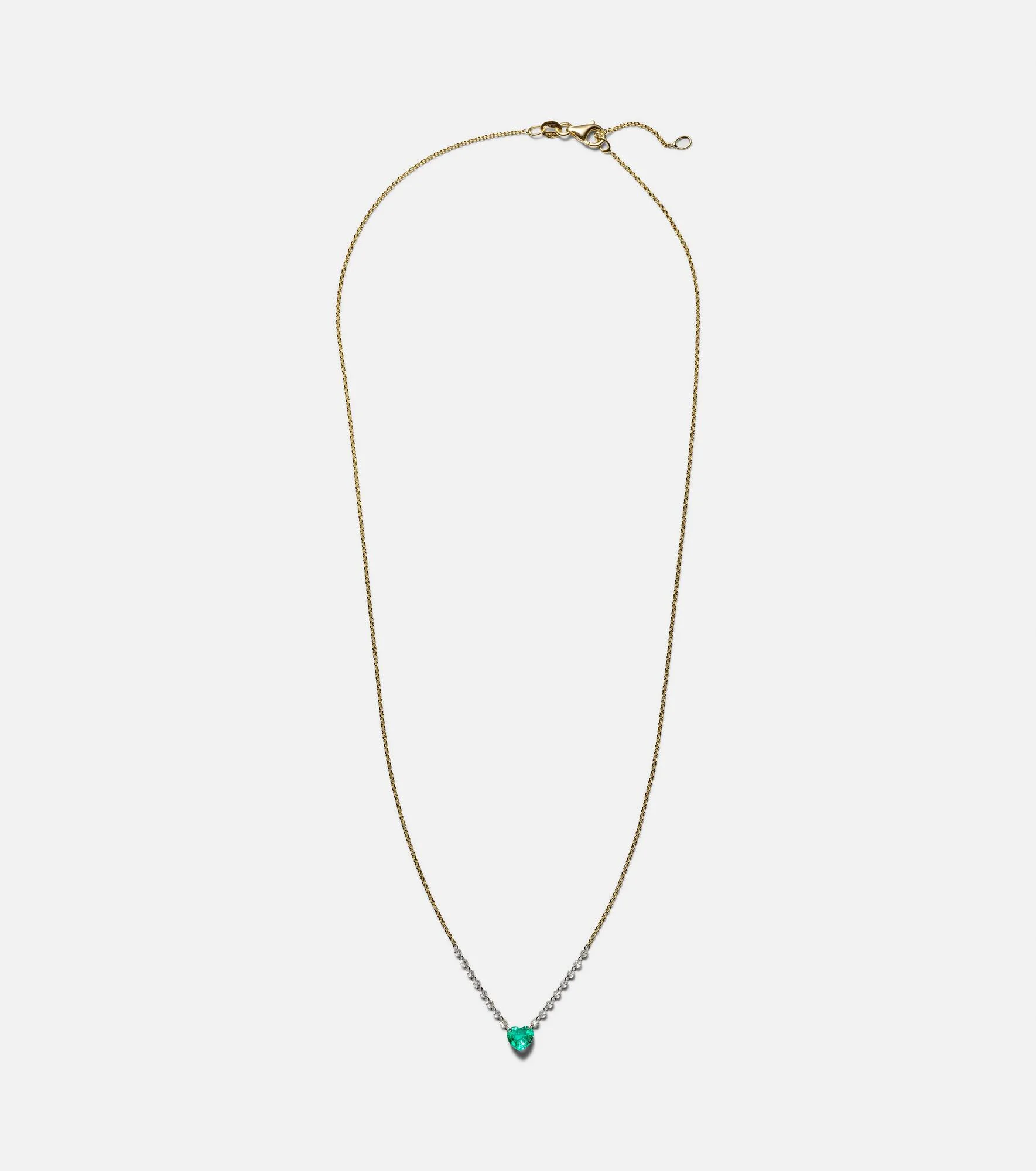 Heart 18kt gold necklace with diamonds and emerald - 1