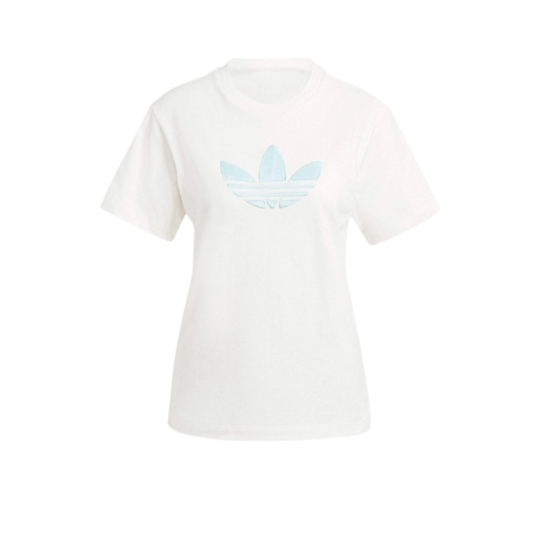 (WMNS) adidas Monogram Trefoil T-Shirt 'White Blue' IS3867 - 1