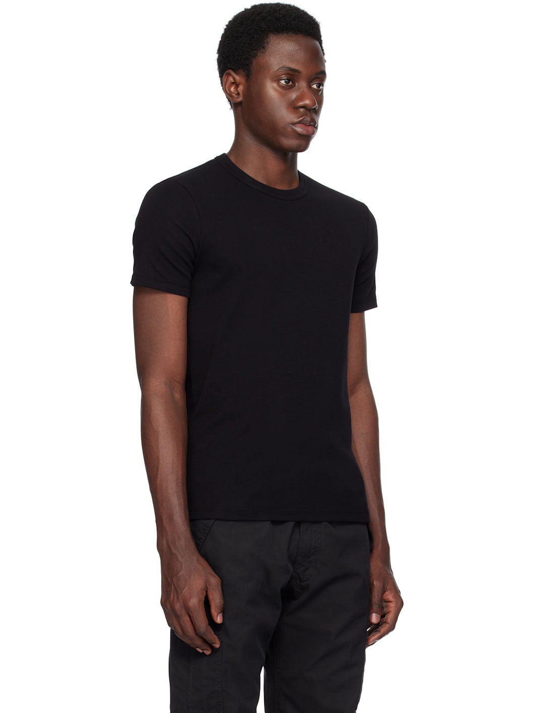 Black Cotton Stretch Jersey T-shirt - 2