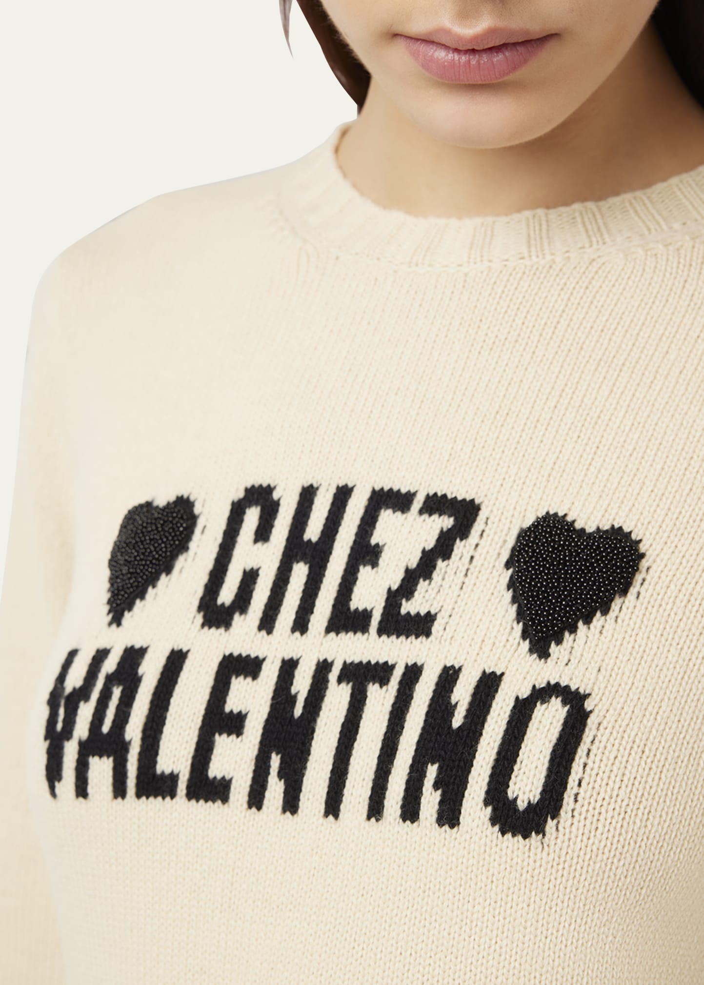 Chez Valentino Beaded Wool Sweater - 5