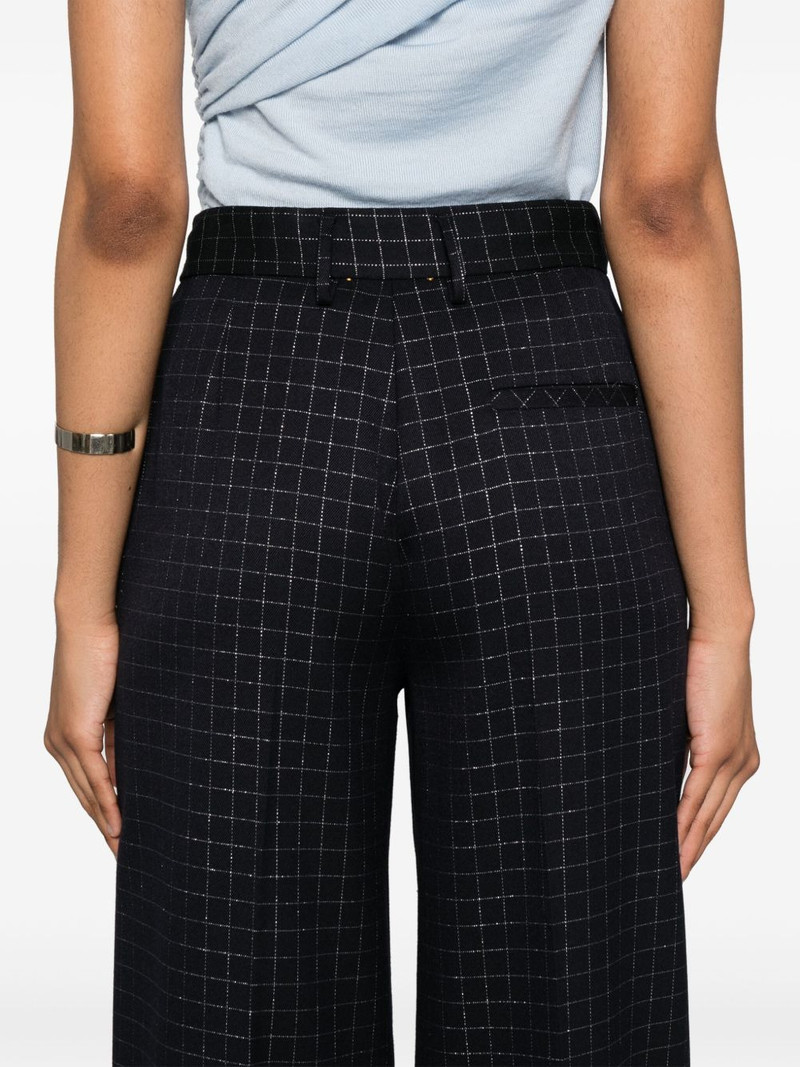 check-pattern wide-leg trousers 5