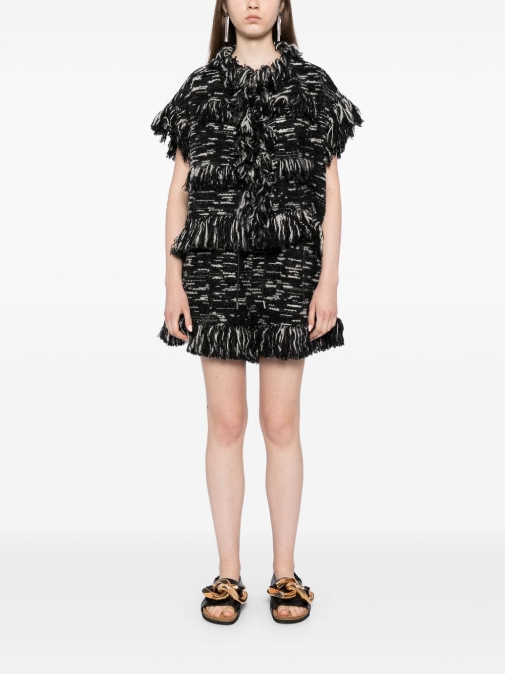 fringed-edge knitted shorts - 2