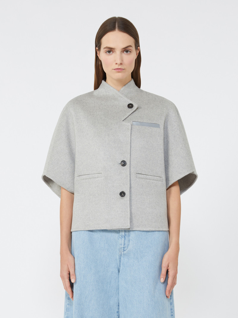 ANDALO Long cropped cape in cashmere drap 3