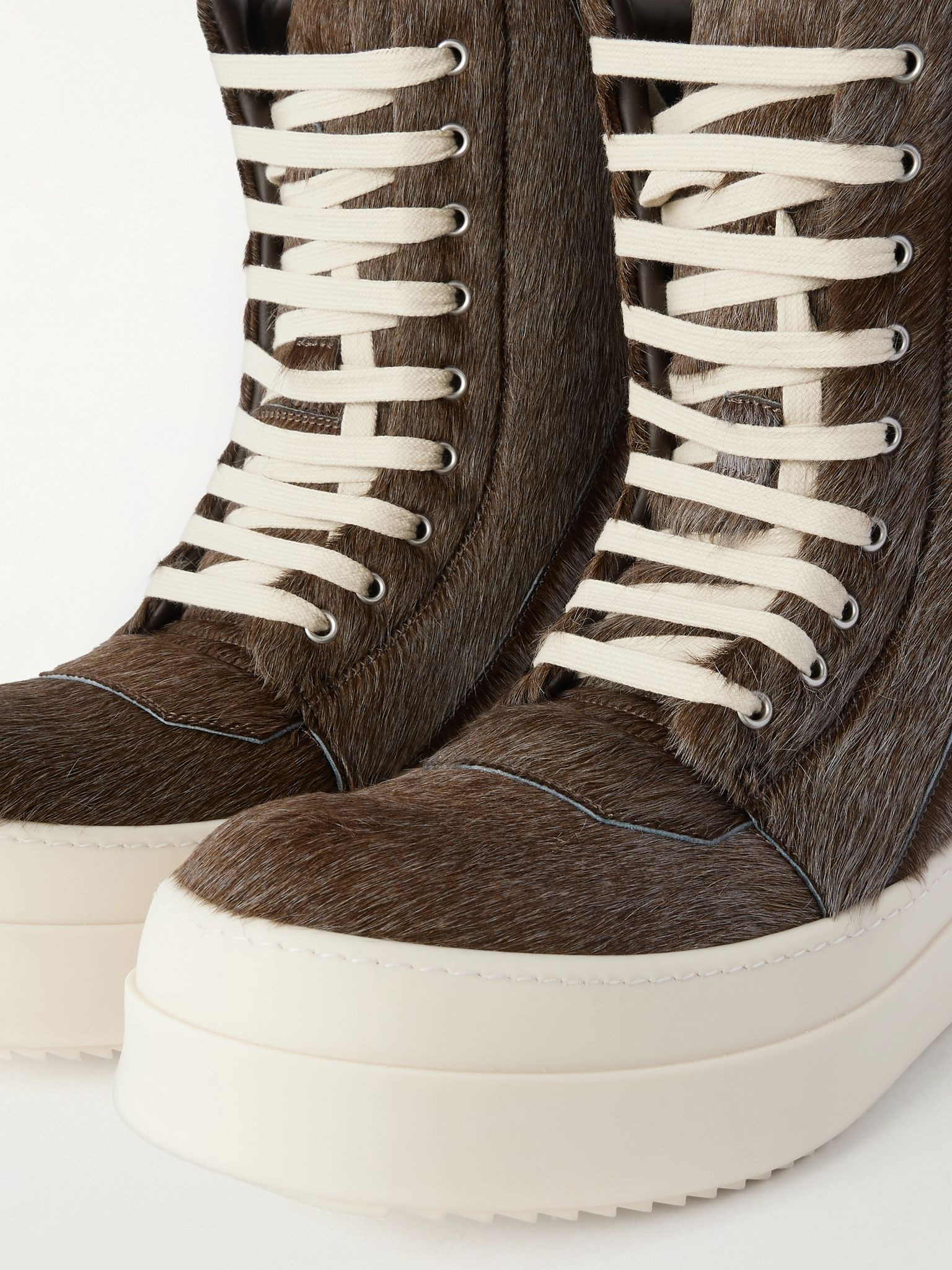 Mega Geobasket Calf Hair High-Top Sneakers Brown - 5