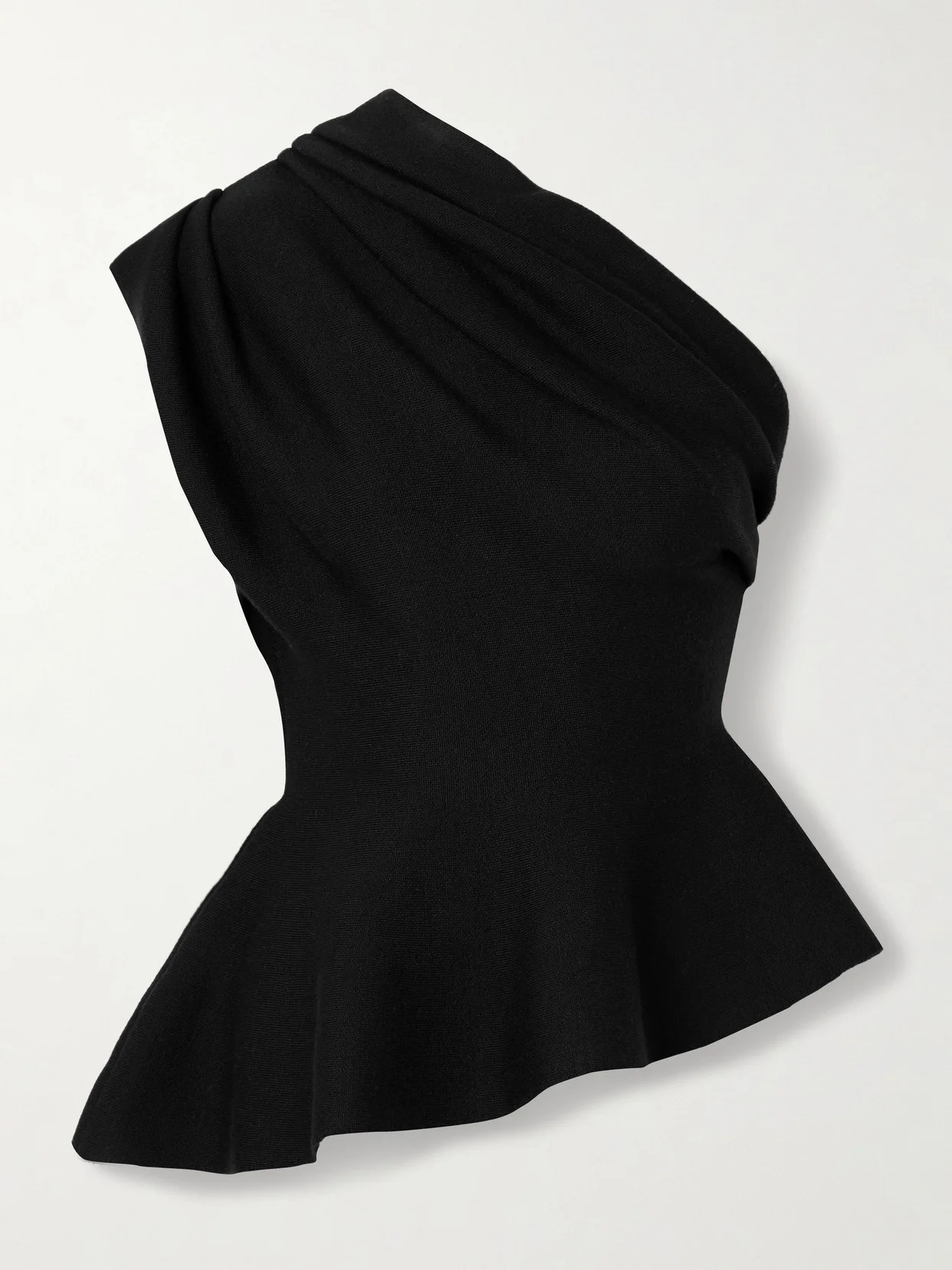 Aimee Asymmetric One-shoulder Wool-blend Peplum Top - 1