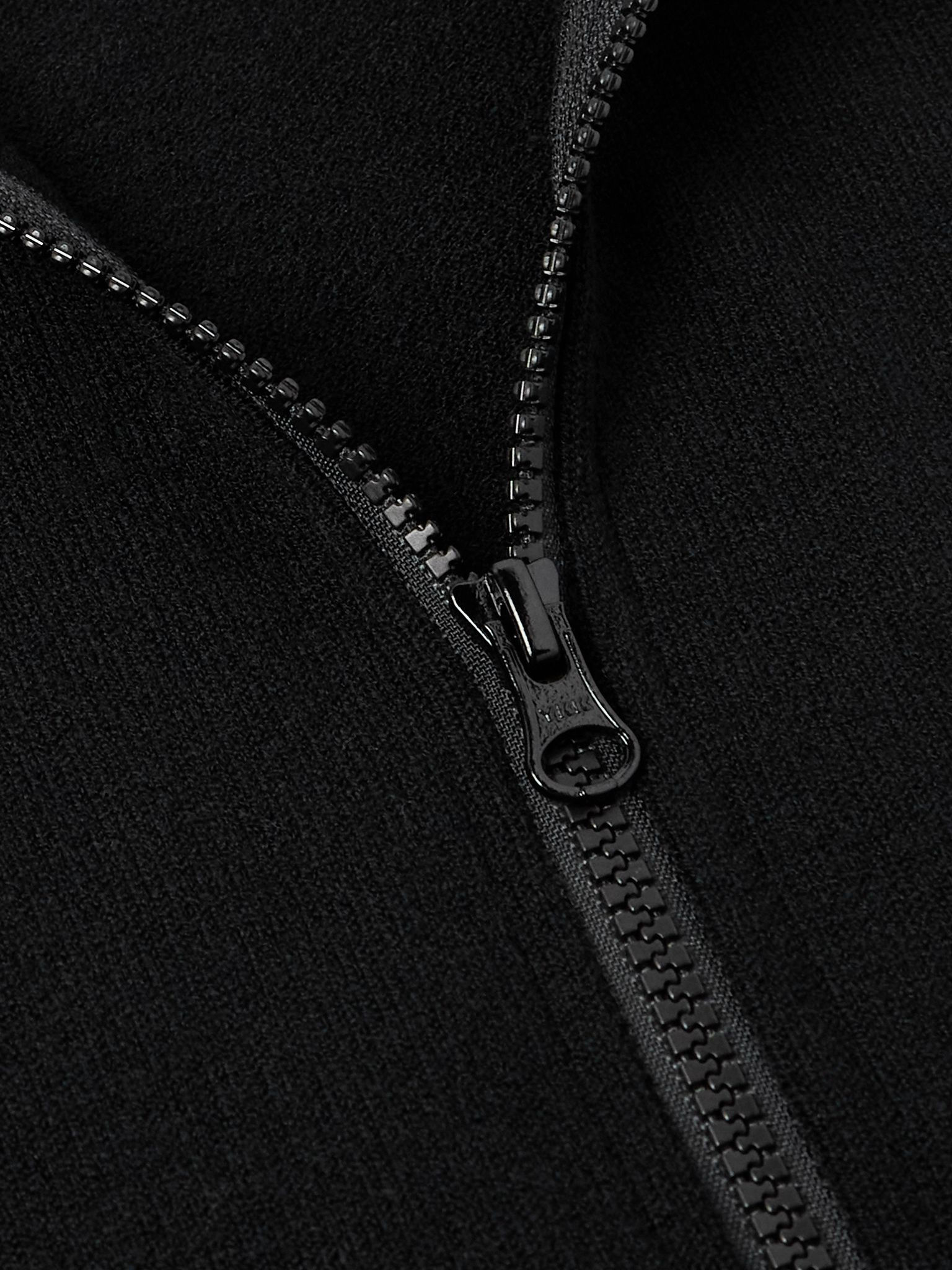 Logo-Appliquéd Wool-Blend Zip-Up Cardigan Black - 5
