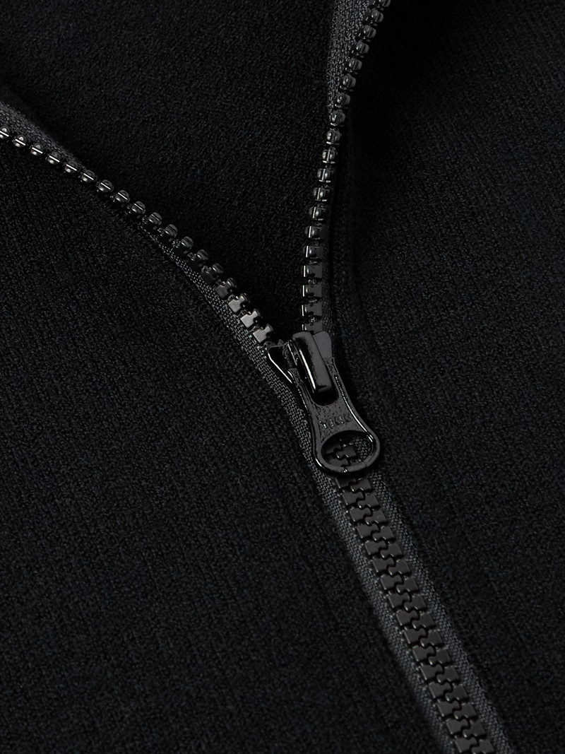 Logo-Appliquéd Wool-Blend Zip-Up Cardigan Black 5