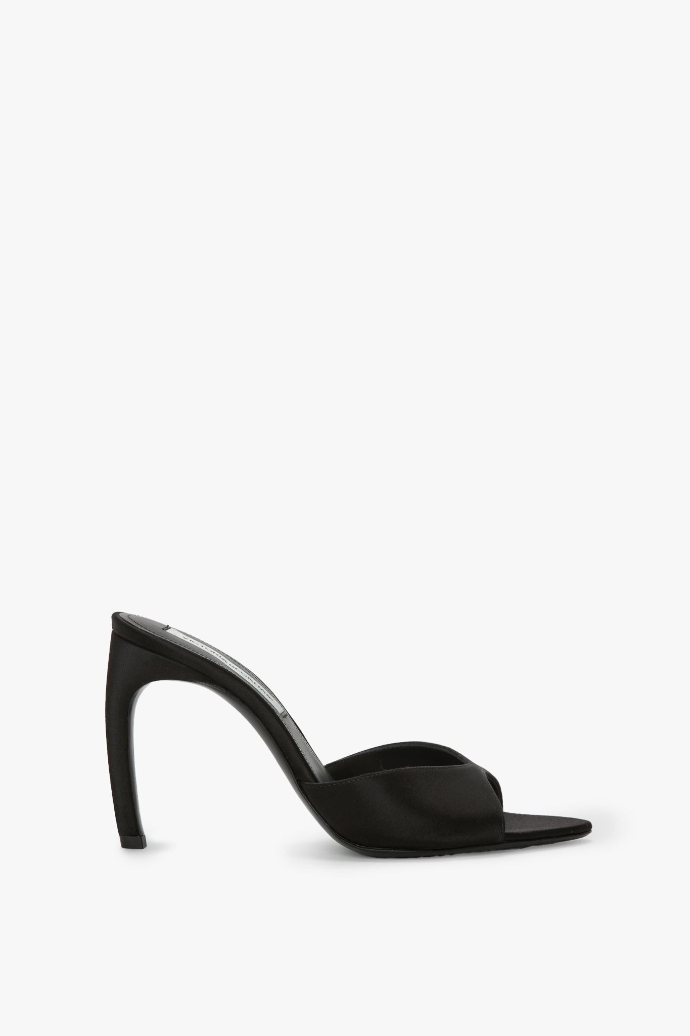 Harlow Open Toe Mule In Black Satin - 1