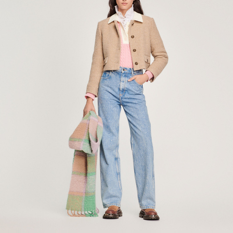 Sandro Straight-leg jeans with rhinestones outlook