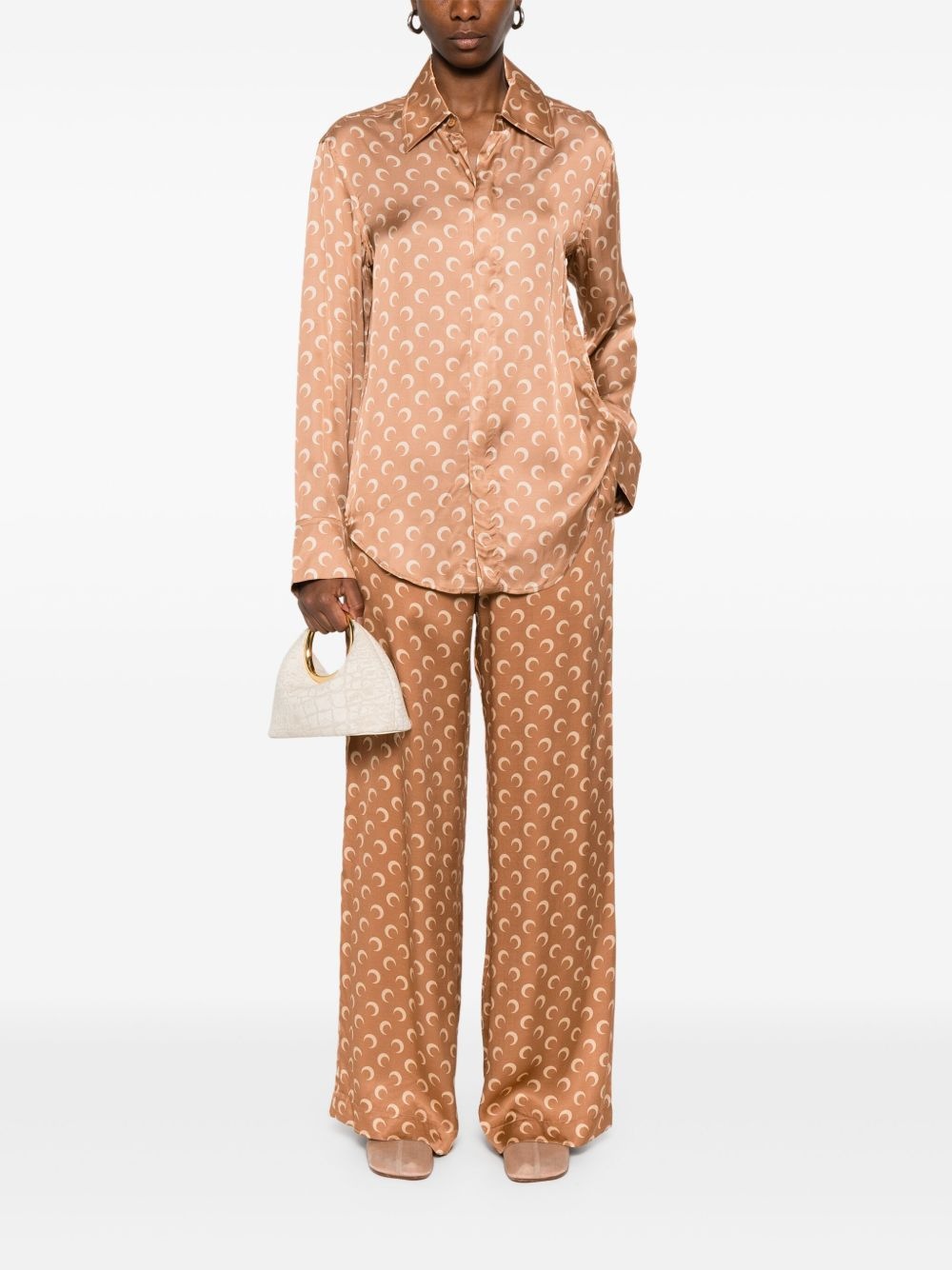 moon-jacquard satin trousers - 2