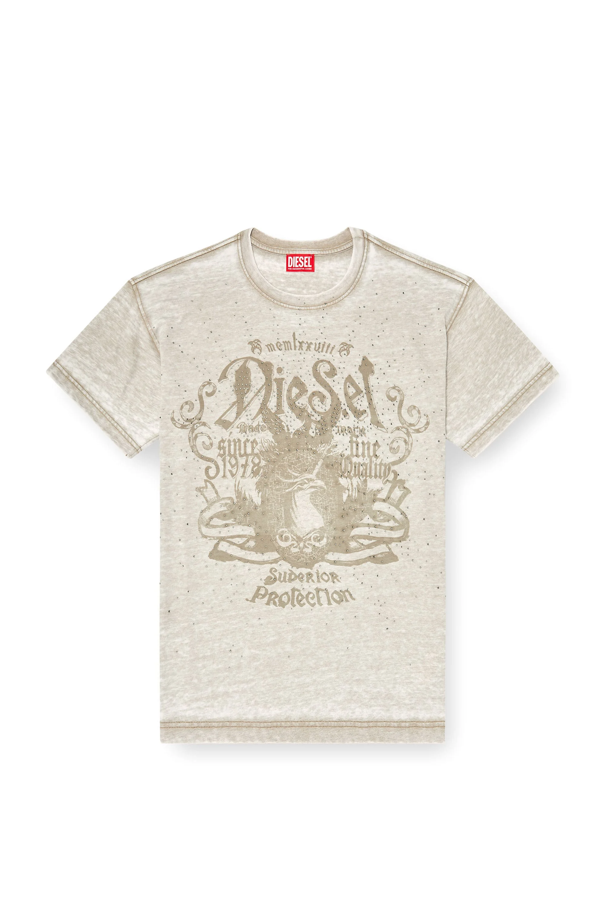 JERSEY T-SHIRT WITH BURNOUT WASH AND STUDS - 1