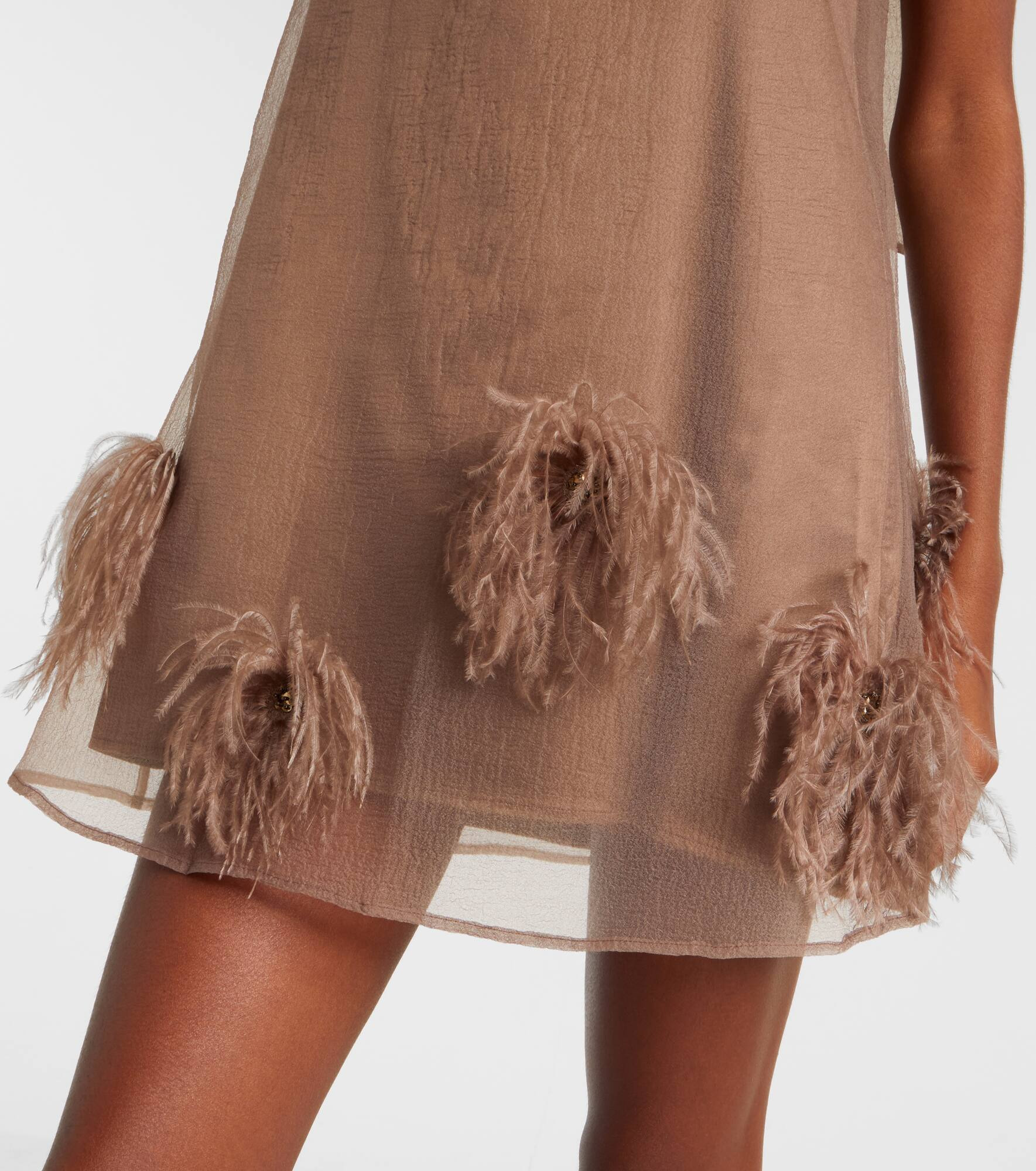 Albee feather-trimmed minidress - 5